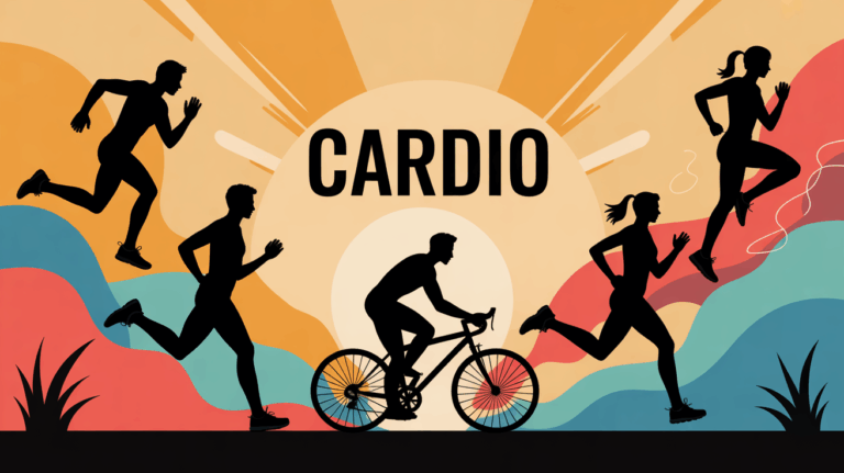 Illustration cardio jogging vélo corde à sauter motivante