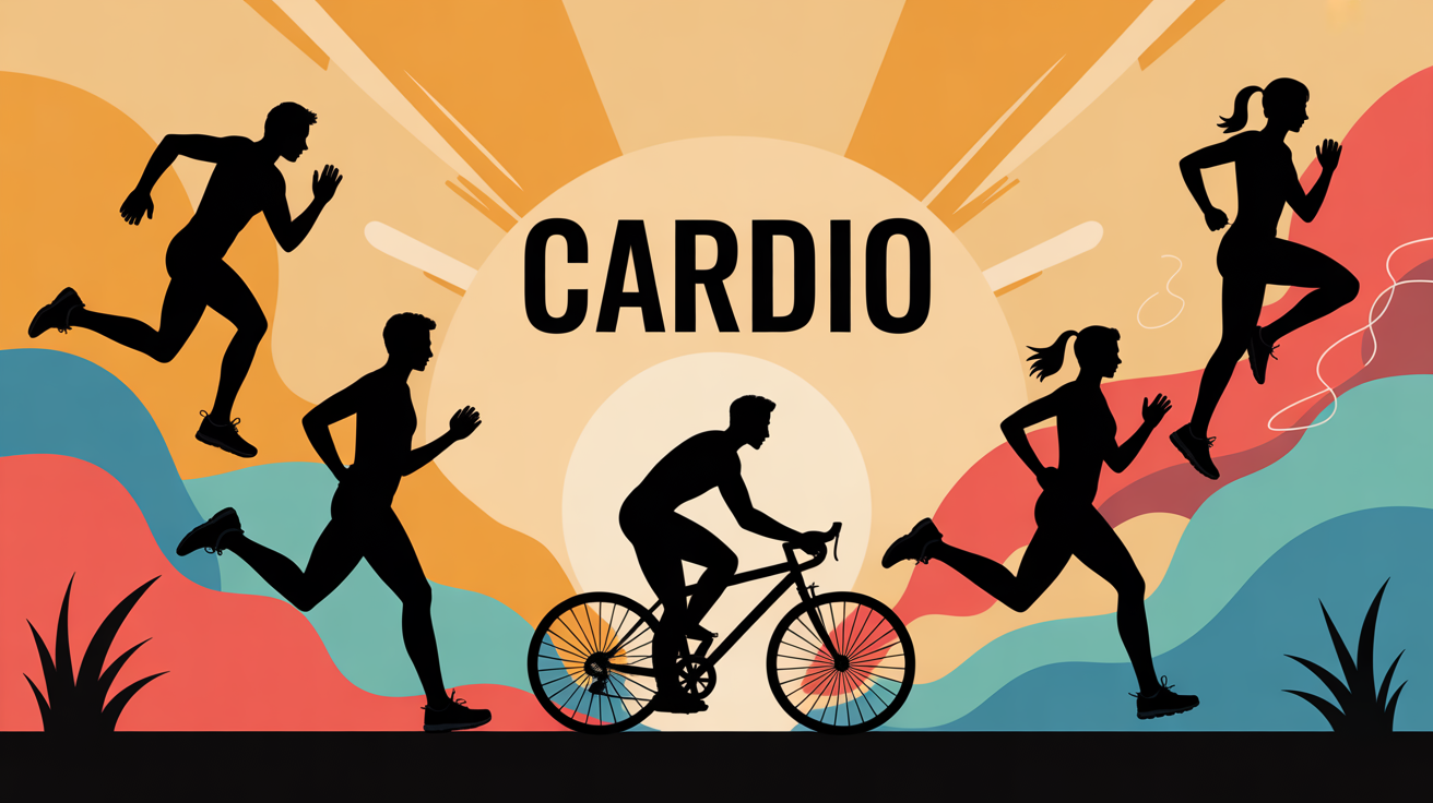 Illustration cardio jogging vélo corde à sauter motivante
