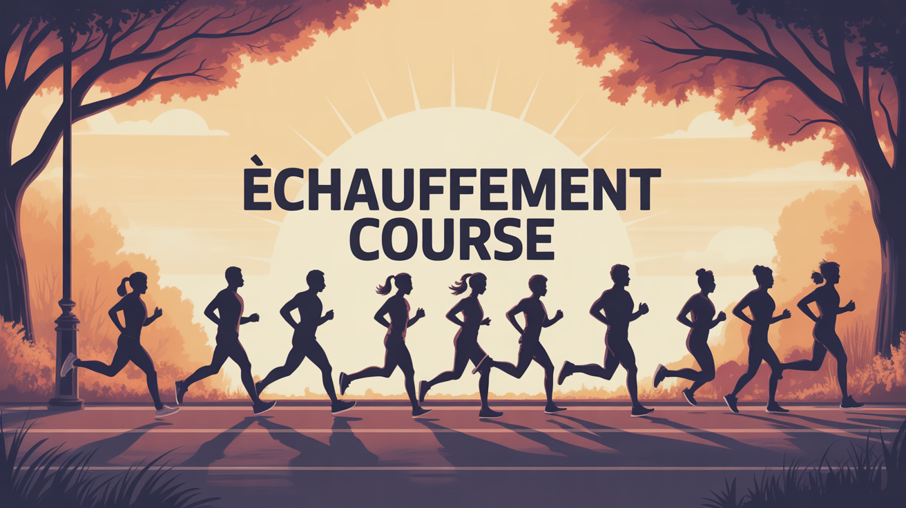 echauffement course jogging ambiance dynamique silhouettes