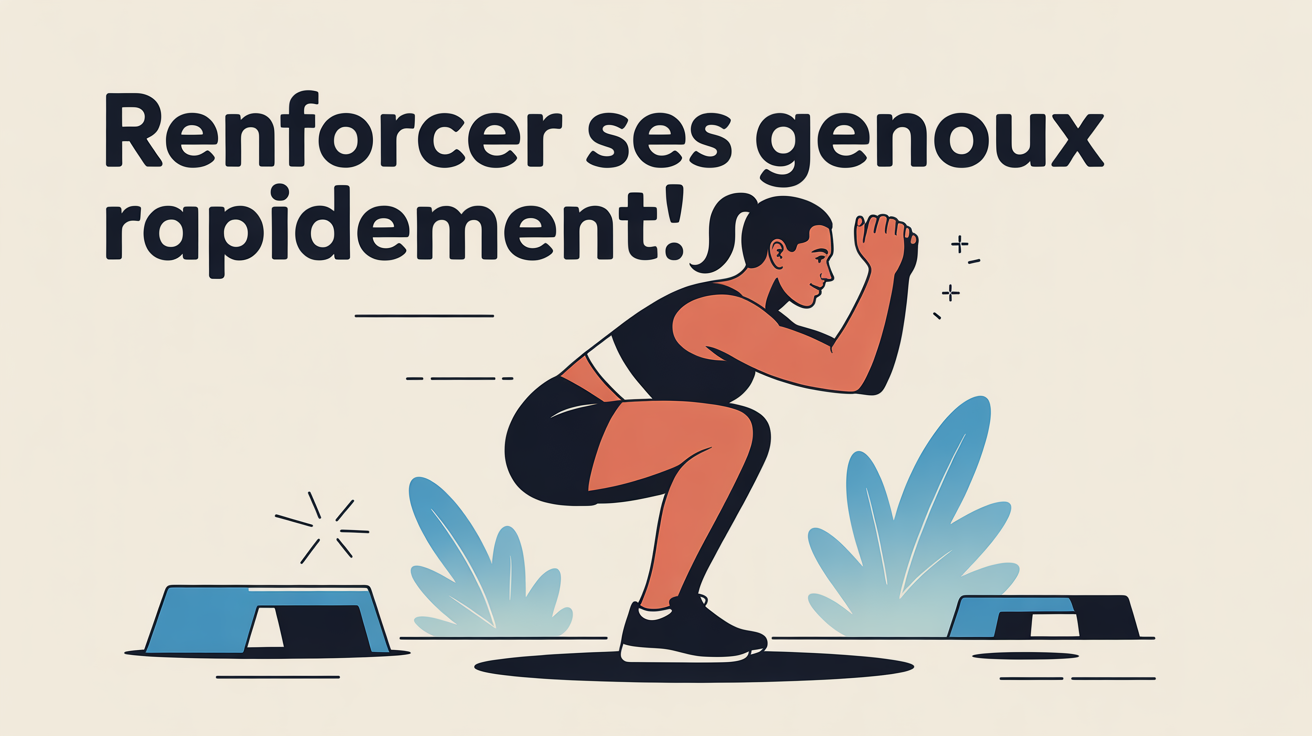 Illustration renforcer ses genoux rapidement silhouette squat fentes step ups