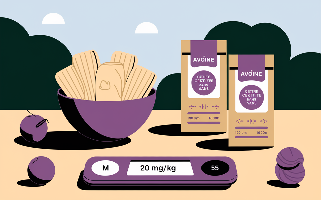 Avoine sans gluten, seuil 20 mg/kg, badge certifié sur paquet