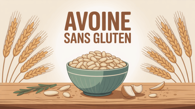 Bol de flocons d’avoine sans gluten, labels nutrition, ambiance sportive