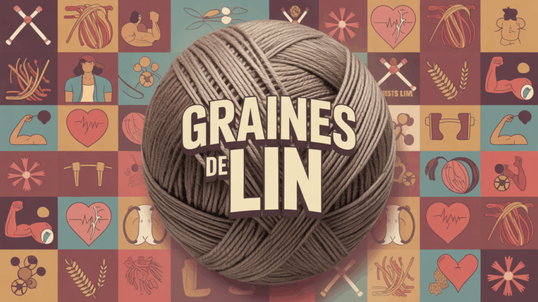 bol graines de lin doré brun avec symboles cœur fibres muscles