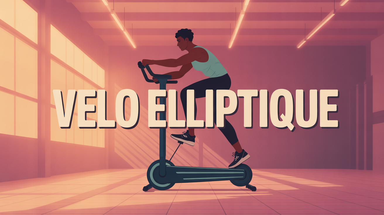Personnage sur velo elliptique muscles en surbrillance