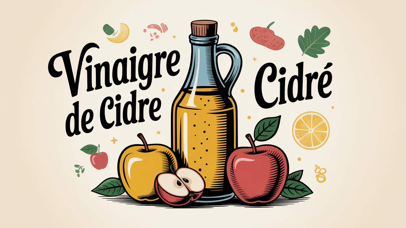 Vinaigre de cidre bouteille pommes bien-être digestion cuisine soins