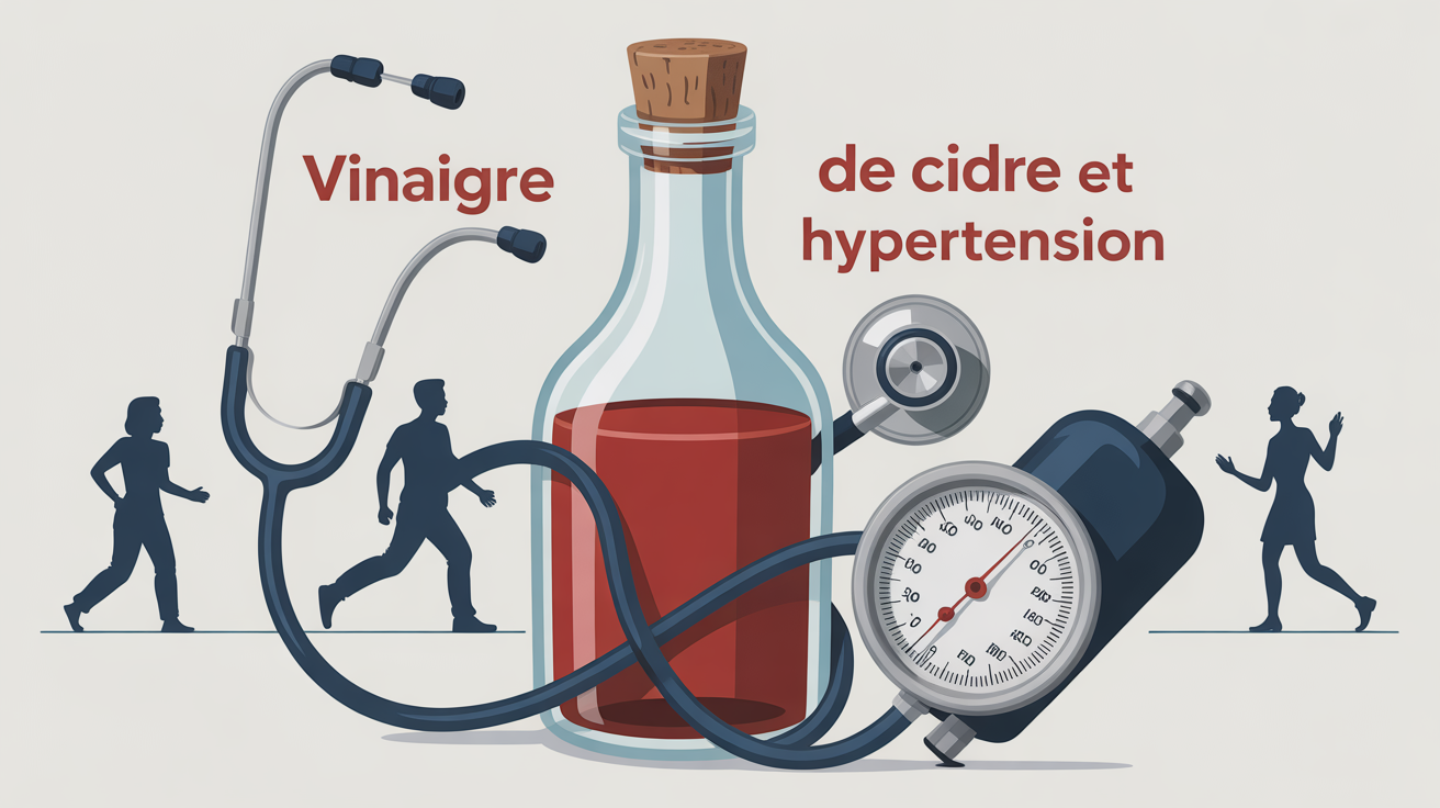 Bouteille vinaigre de cidre et tensiometre pour hypertension