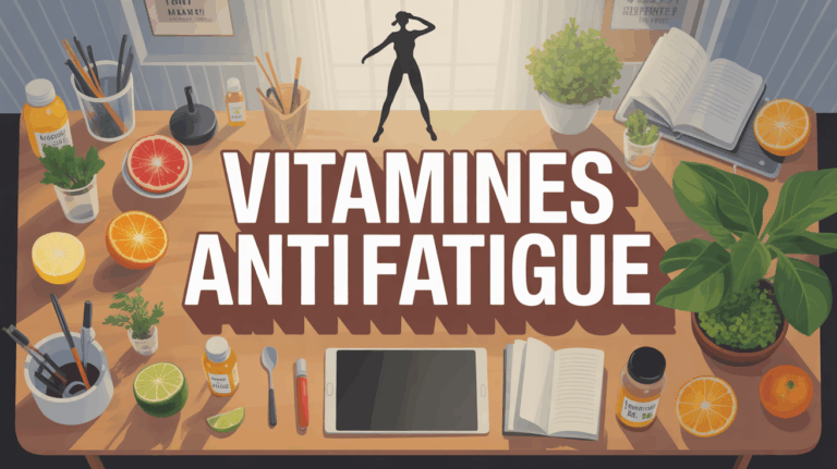 vitamines antifatigue sur bureau lumineux, objets et sportive