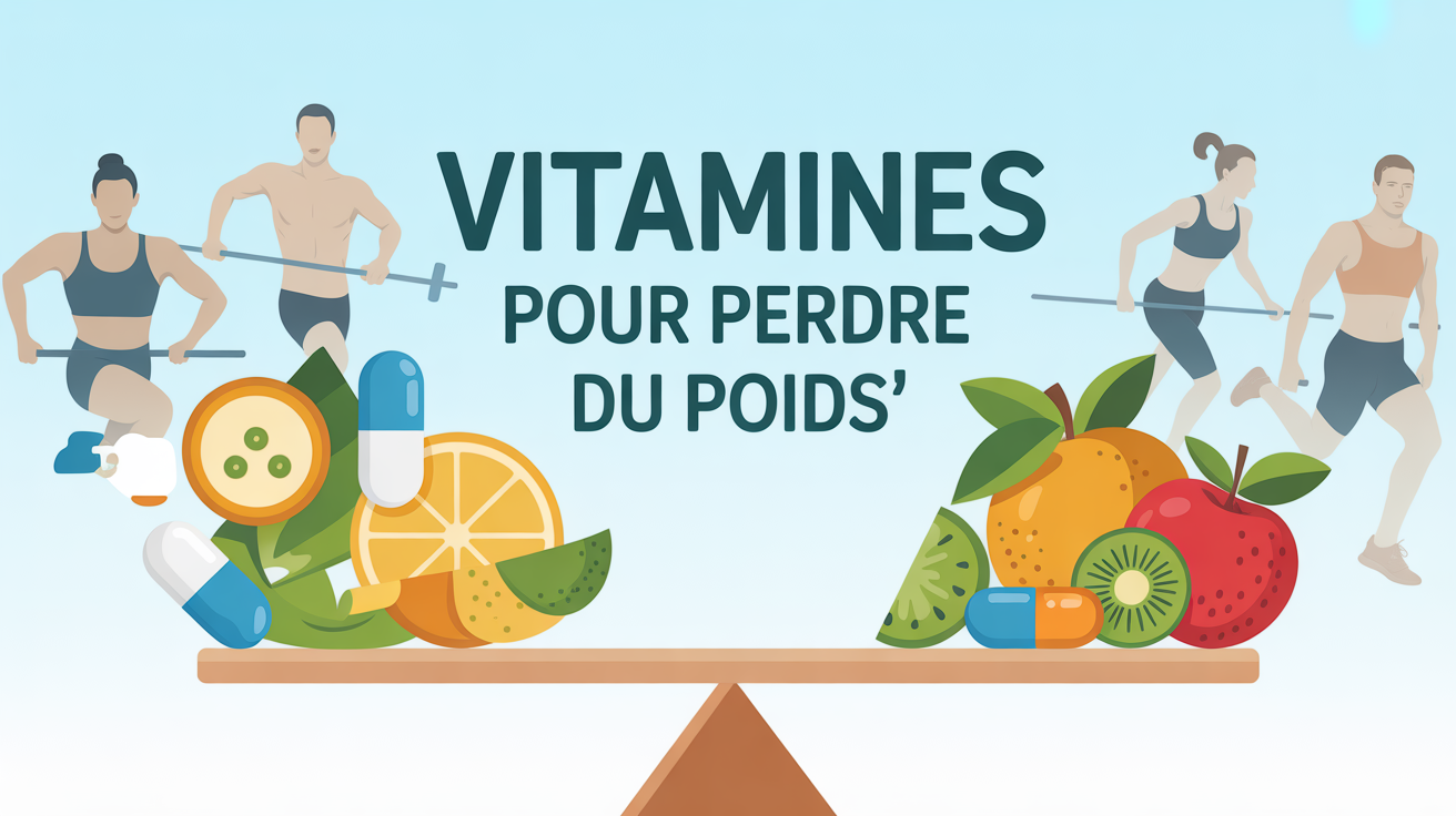 illustration vitamines pour perdre du poids balance et sportifs