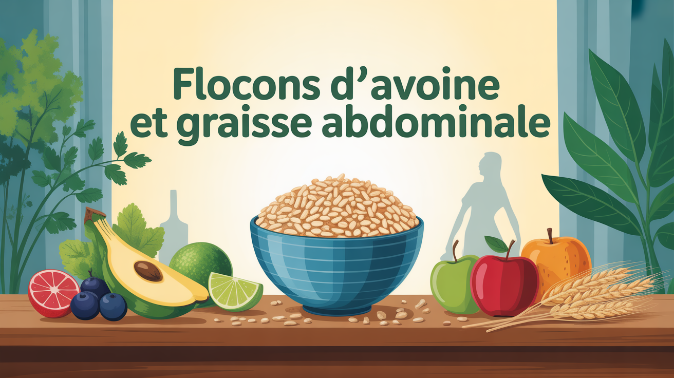 Bol d'avoine et silhouette mince graisse abdominale