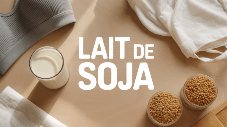 verre lait de soja et graines ambiance sportive