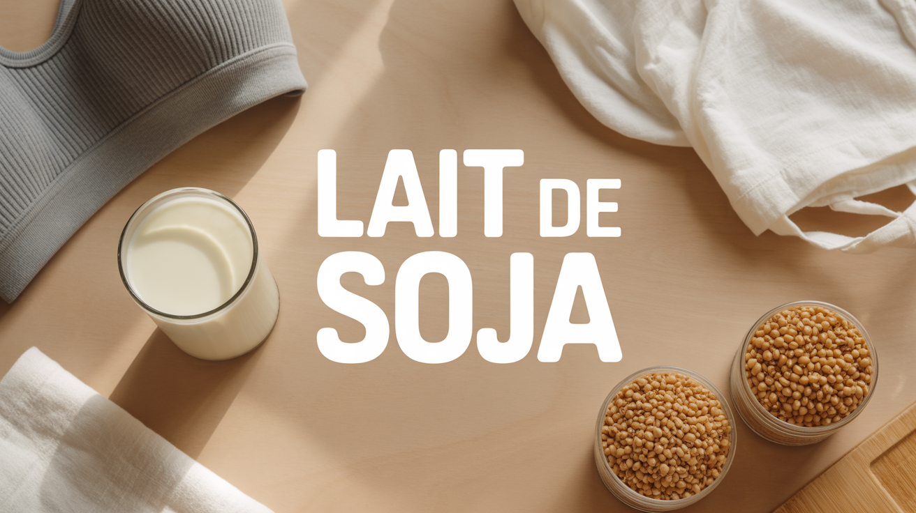 verre lait de soja et graines ambiance sportive