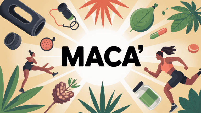 Illustration maca adaptogene énergie sportifs