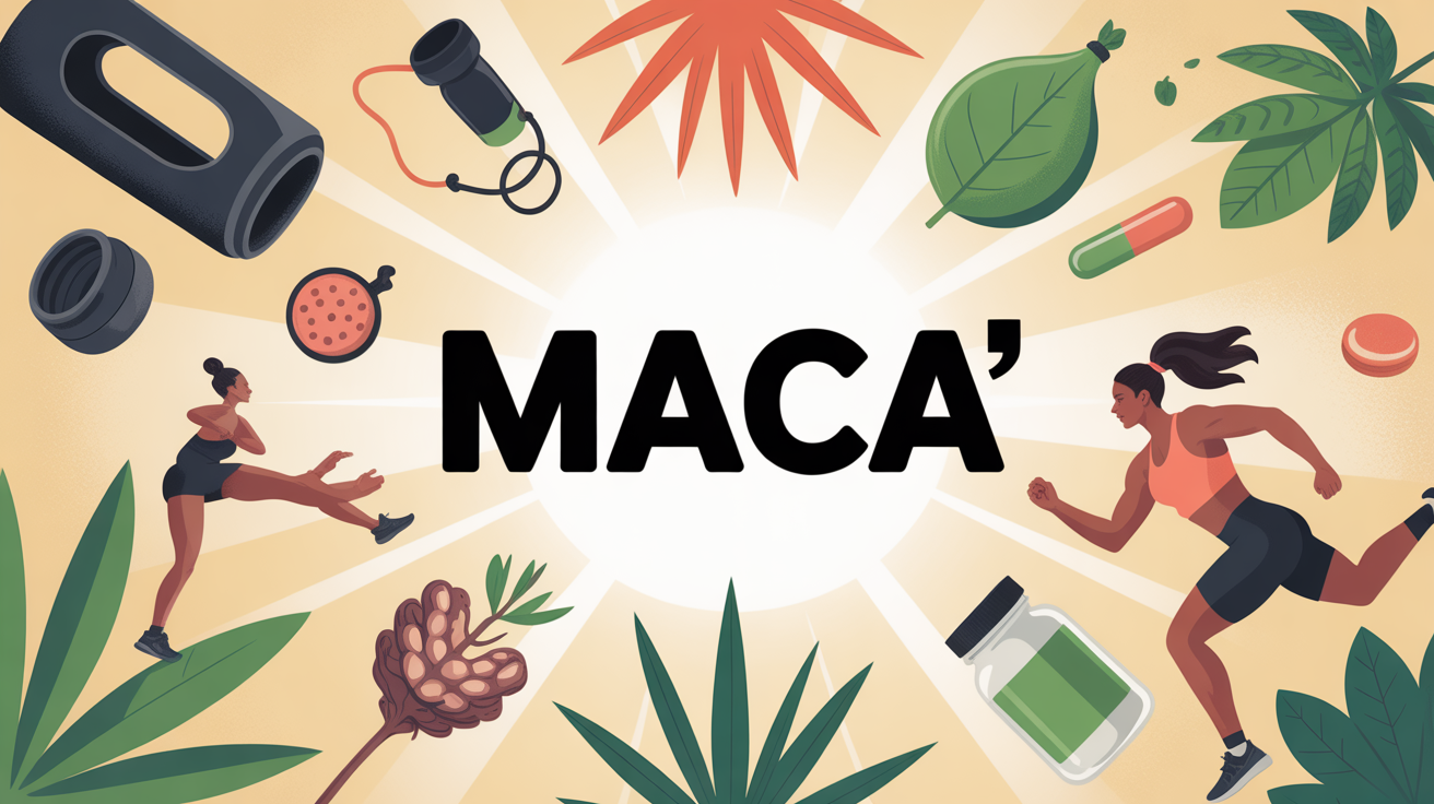 Illustration maca adaptogene énergie sportifs