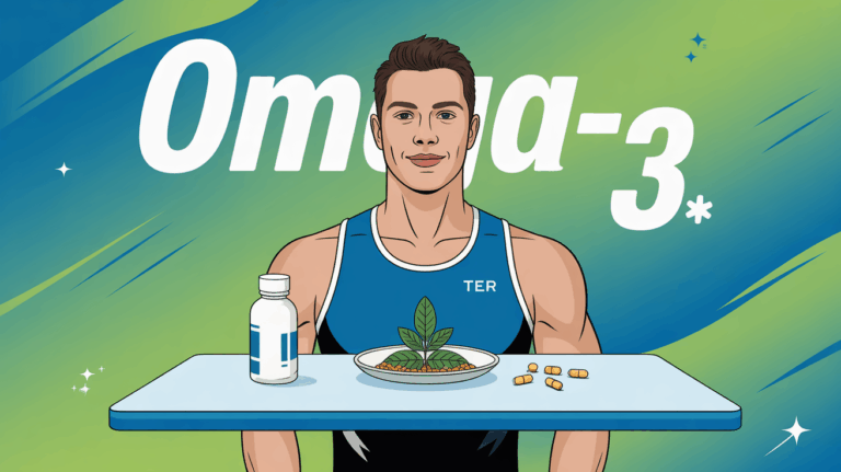 Omega 3 sportif assiette capsule nutrition illustration