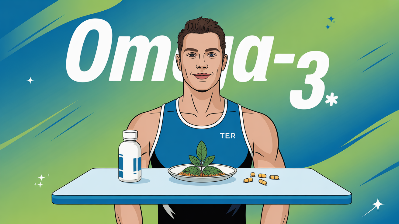 Omega 3 sportif assiette capsule nutrition illustration