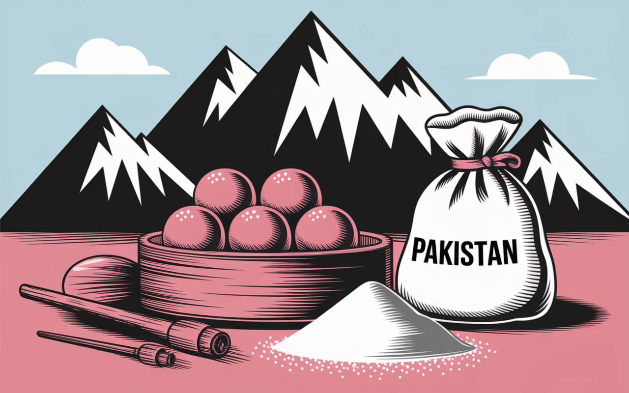 Mine sel rose Pakistan dessin montagne