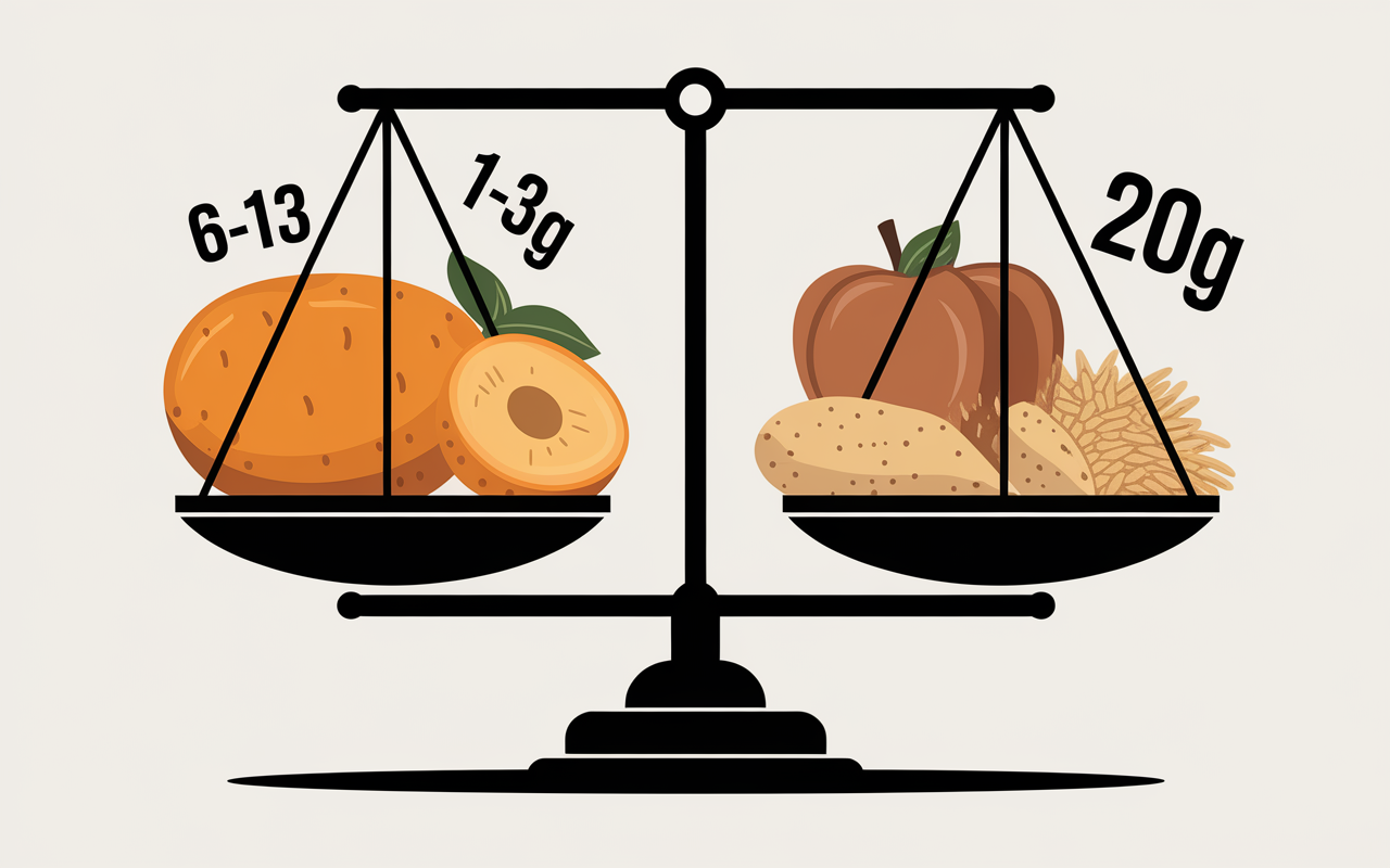 Patate douce féculent balance chiffres amidon