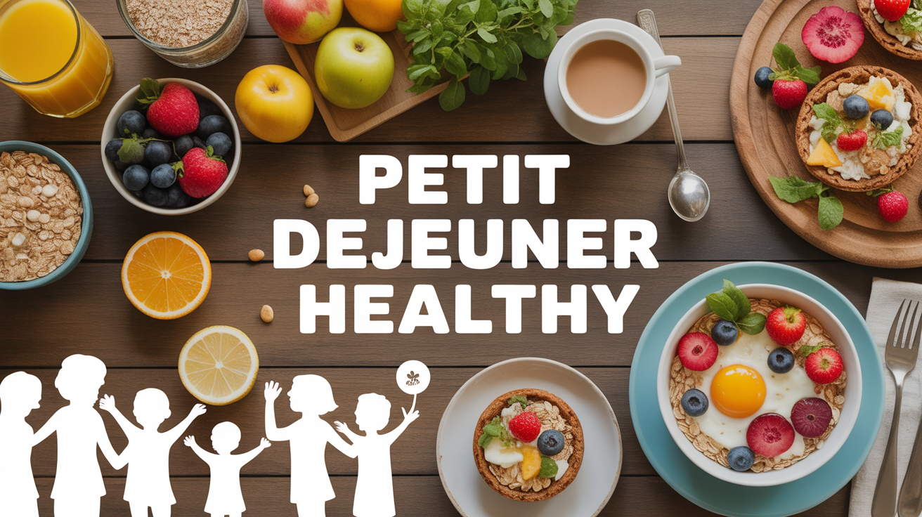 Petit déjeuner healthy varié sur table lumineuse