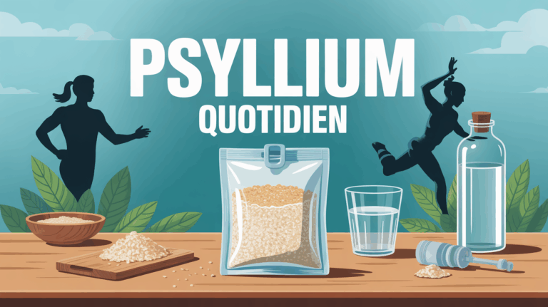 psyllium quotidien table sachet blond verre eau cuillère