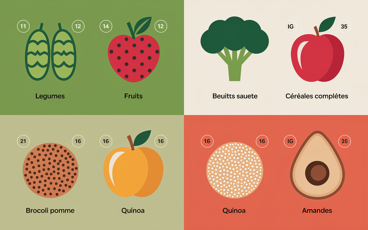 Tableau liste aliments index glycémique bas