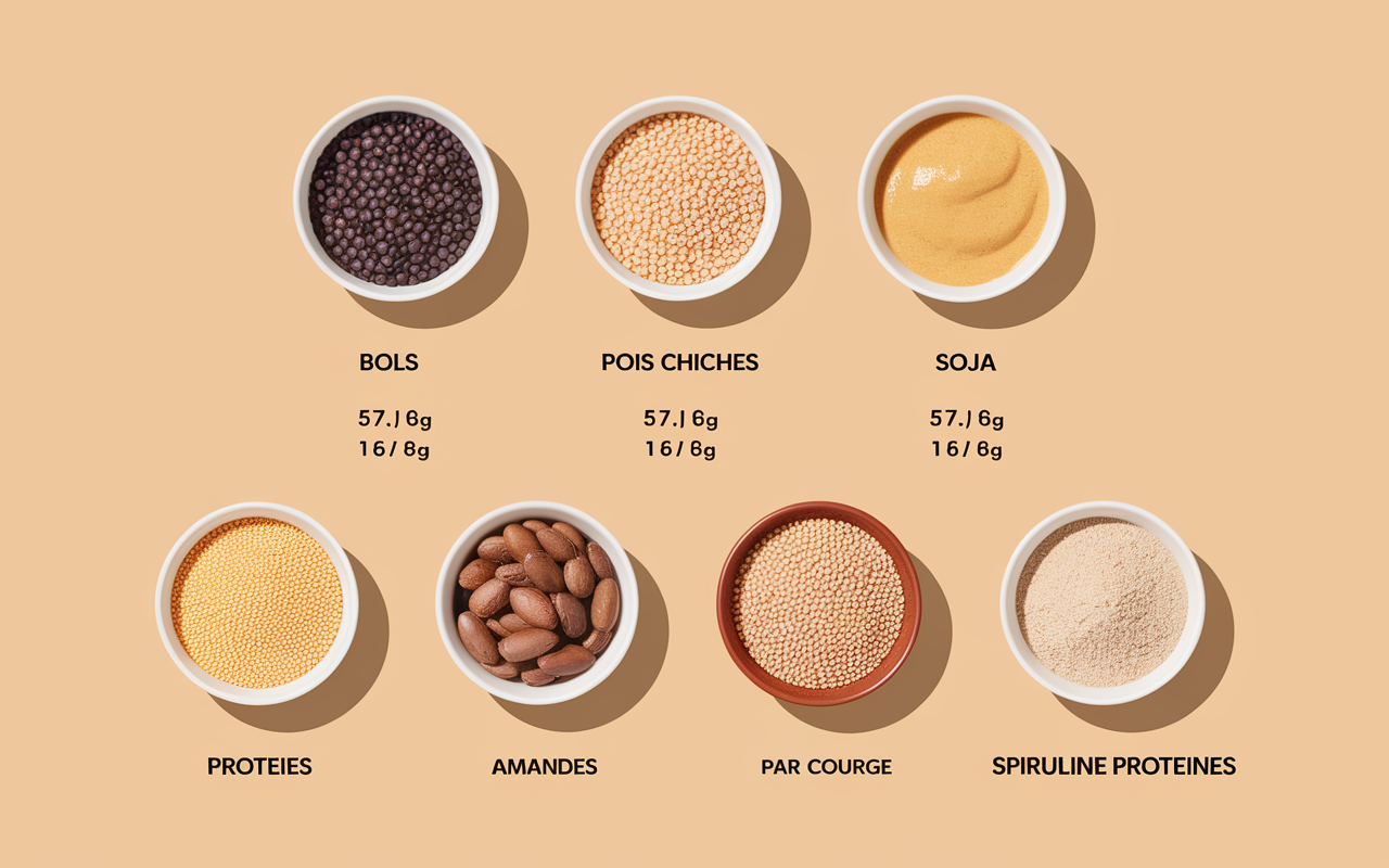 Illustration aliments proteines vegetales chiffres par famille