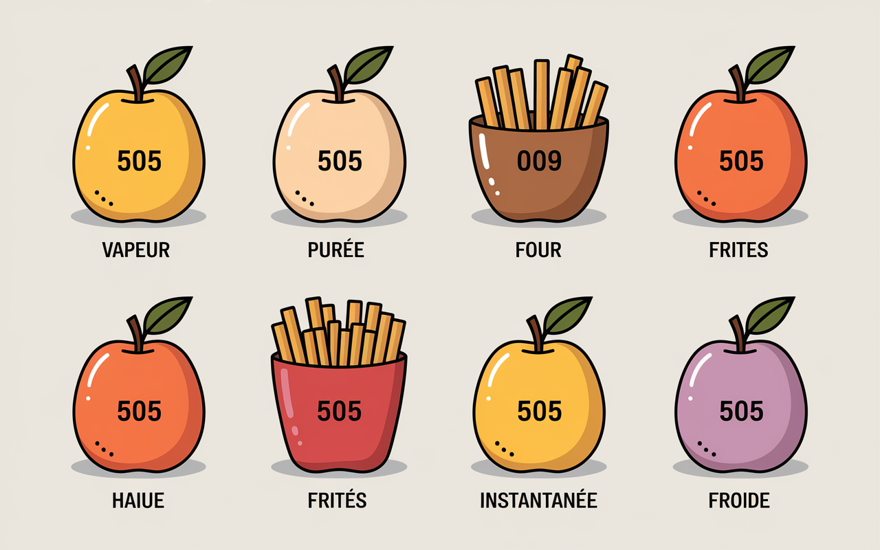 Graphe préparations pommes de terre IG chiffres