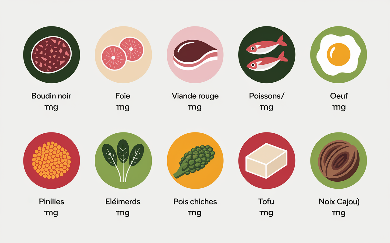 Aliments top 10 les plus riches en fer infographie