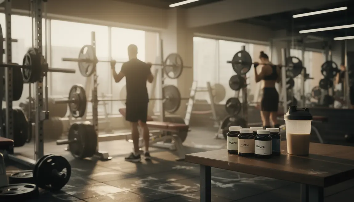Photo salle musculation avec complements alimentaires brule-graisse