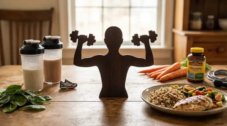Silhouette musculation avec nutrition et complement alimentaire