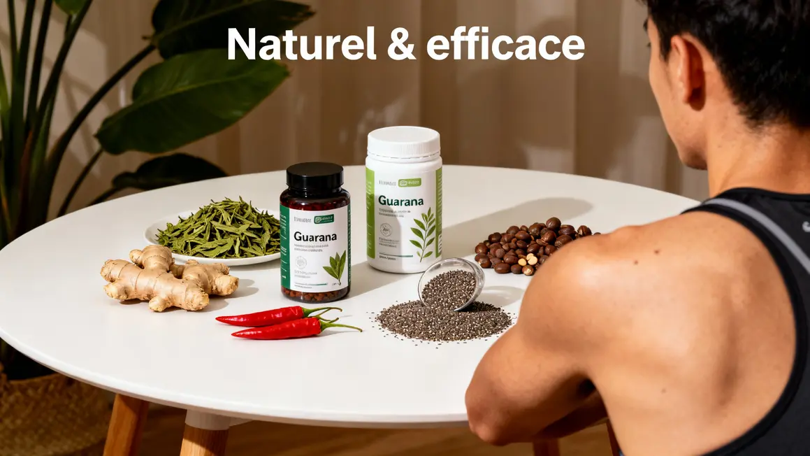 Feuilles de thé vert, gingembre, piment, chia, guarana brûleur de graisse naturel puissant