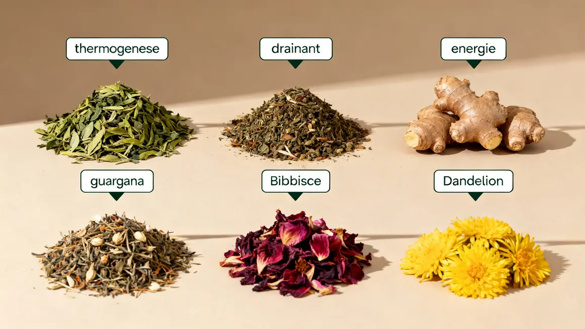 tableau plantes thé minceur brûle-graisse bienfaits