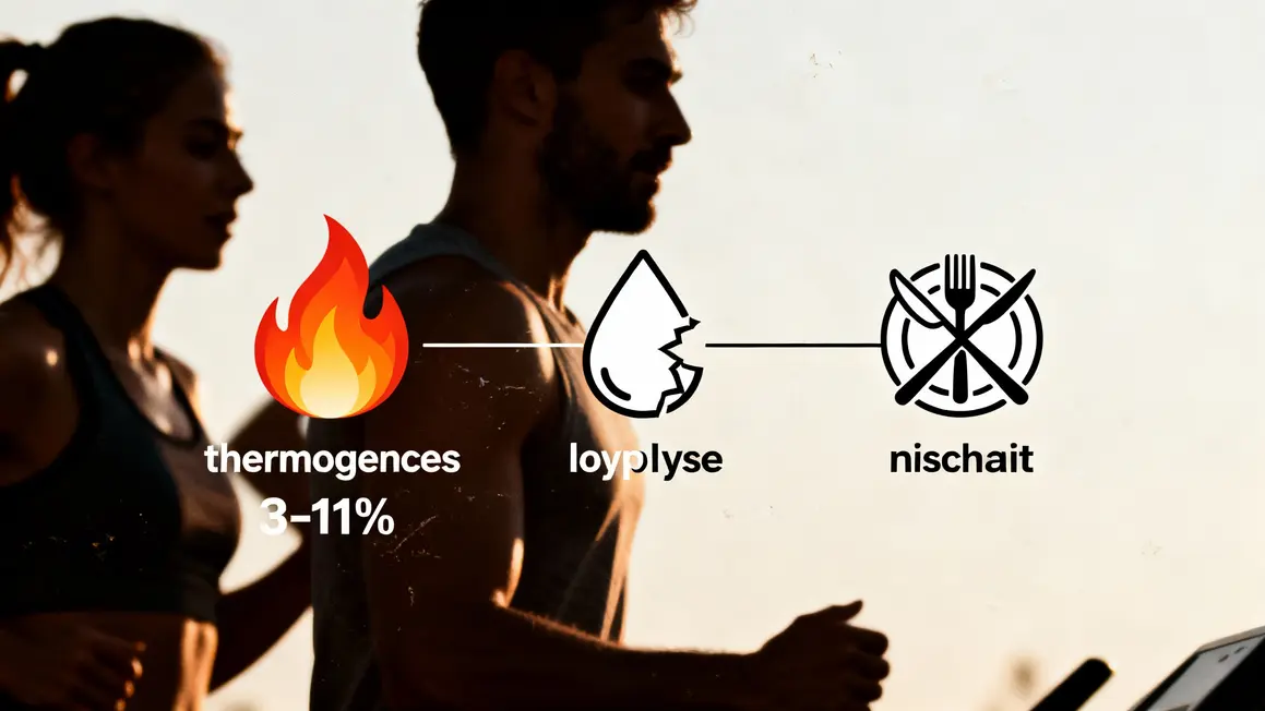 Infographie bruleur de graisse pictogrammes thermogenese lipolyse appetit