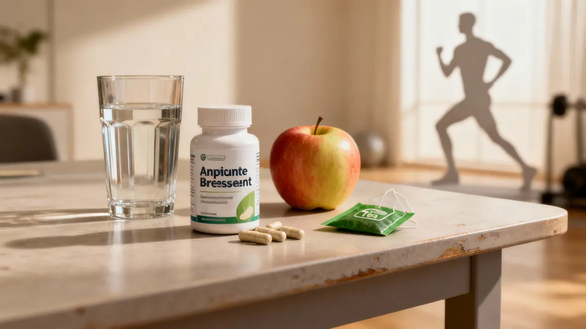 Capsules coupe-faim eau pomme the vert texte sportif