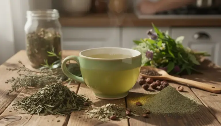thé minceur brûle-graisse tasse et plantes détente