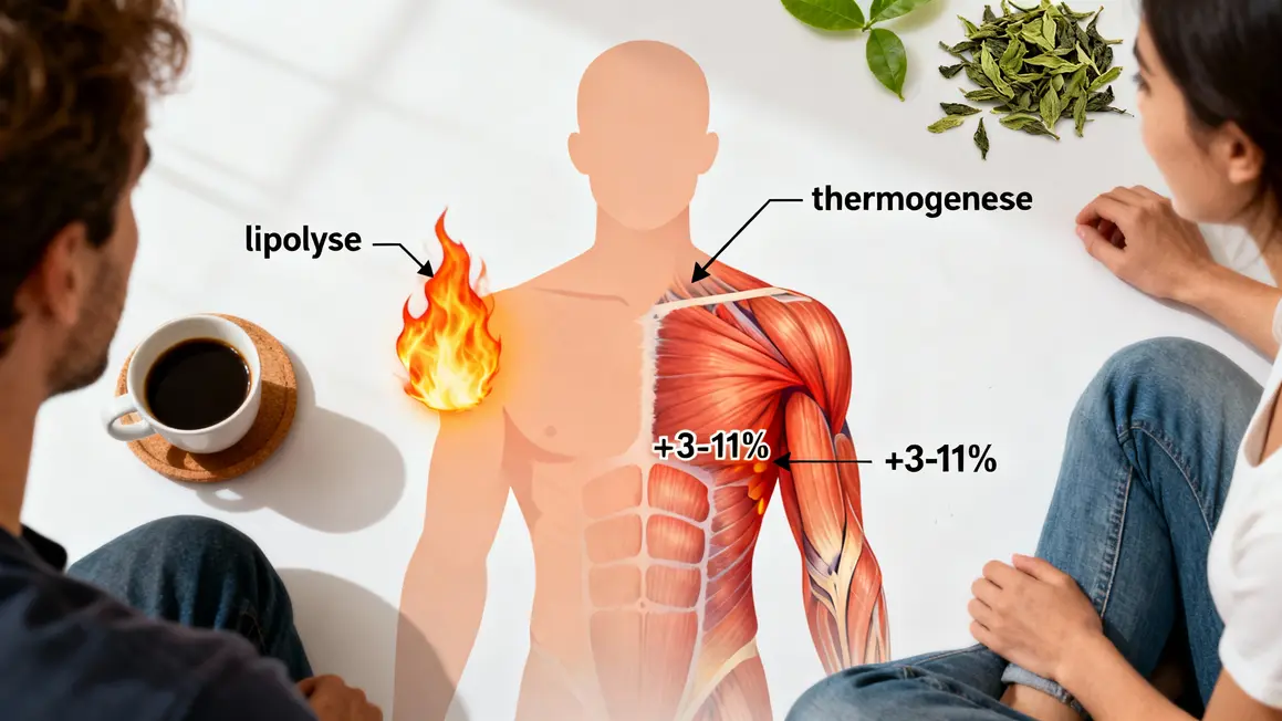 Infographie thermogenese lipolyse cafeine the vert