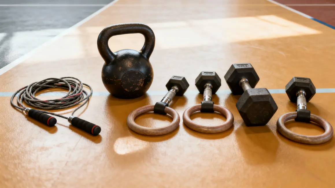 Kettlebell corde haltères anneaux CrossFit debutant