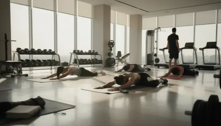 salle de sport silhouettes etirements musculation