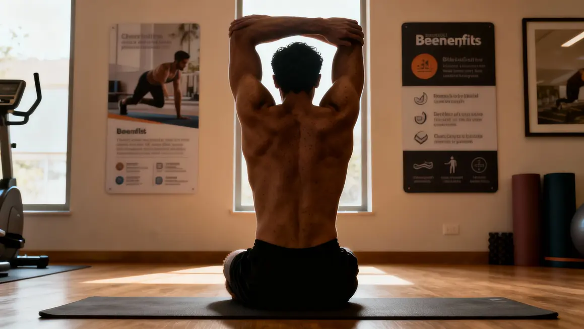 homme s etire bras sur tapis musculation bienfaits