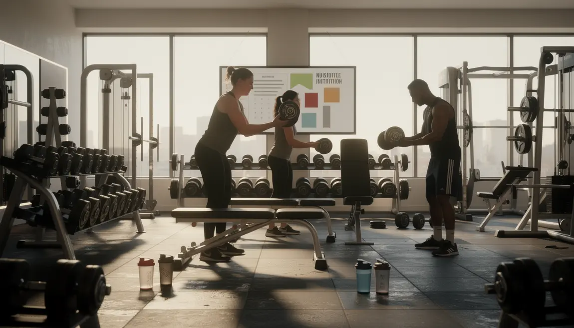 Salle de musculation shakers protéines plan nutritionnel