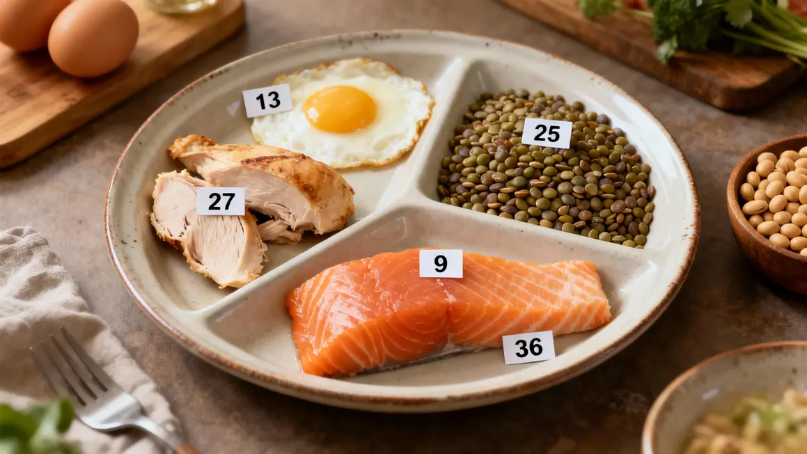 Assiette comparatif protéines oeuf poulet soja