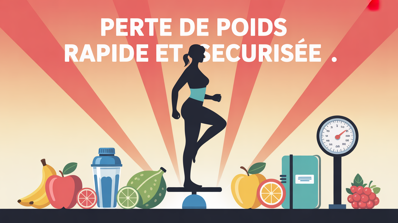 Maigrir vite et bien en sécurité silhouette balance et fruits