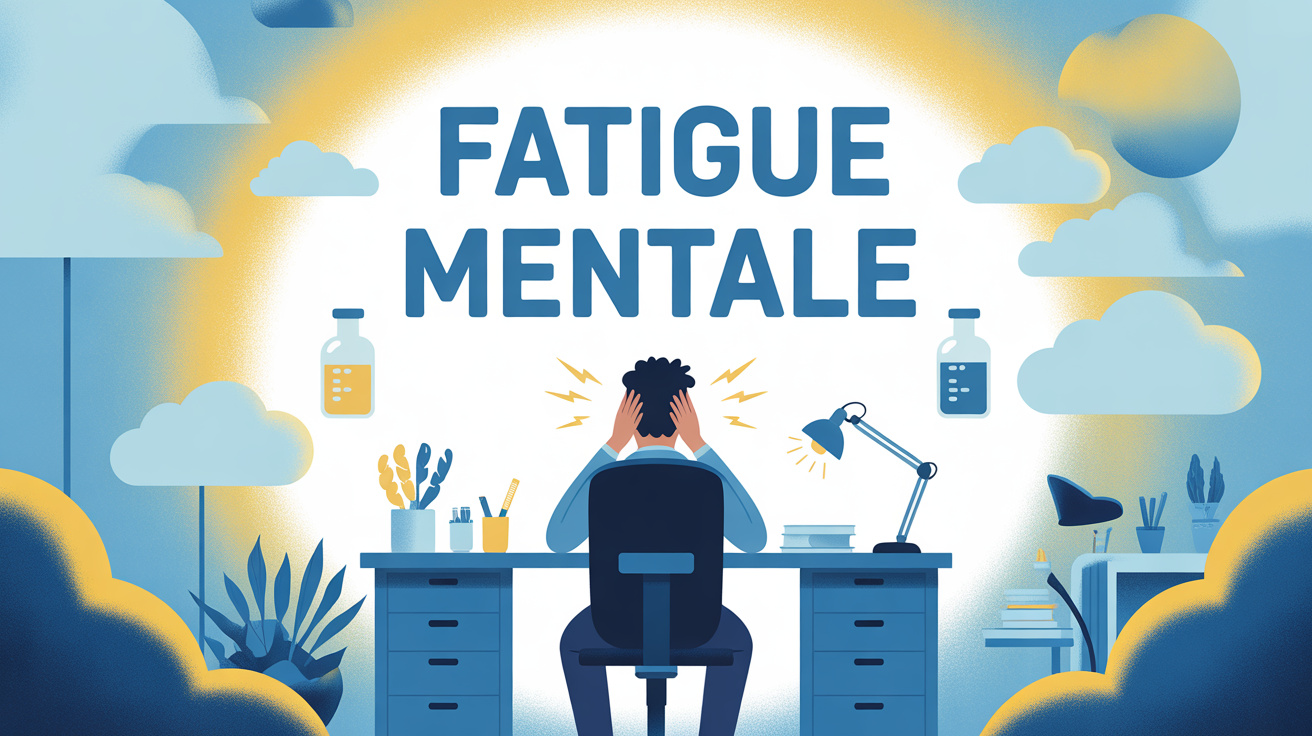 retrouver de l energie mentale illustration bureau stylise