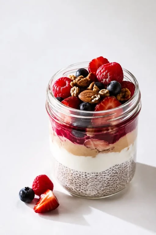 Petit dej équilibré recette de pudding de chia aux fruits rouges