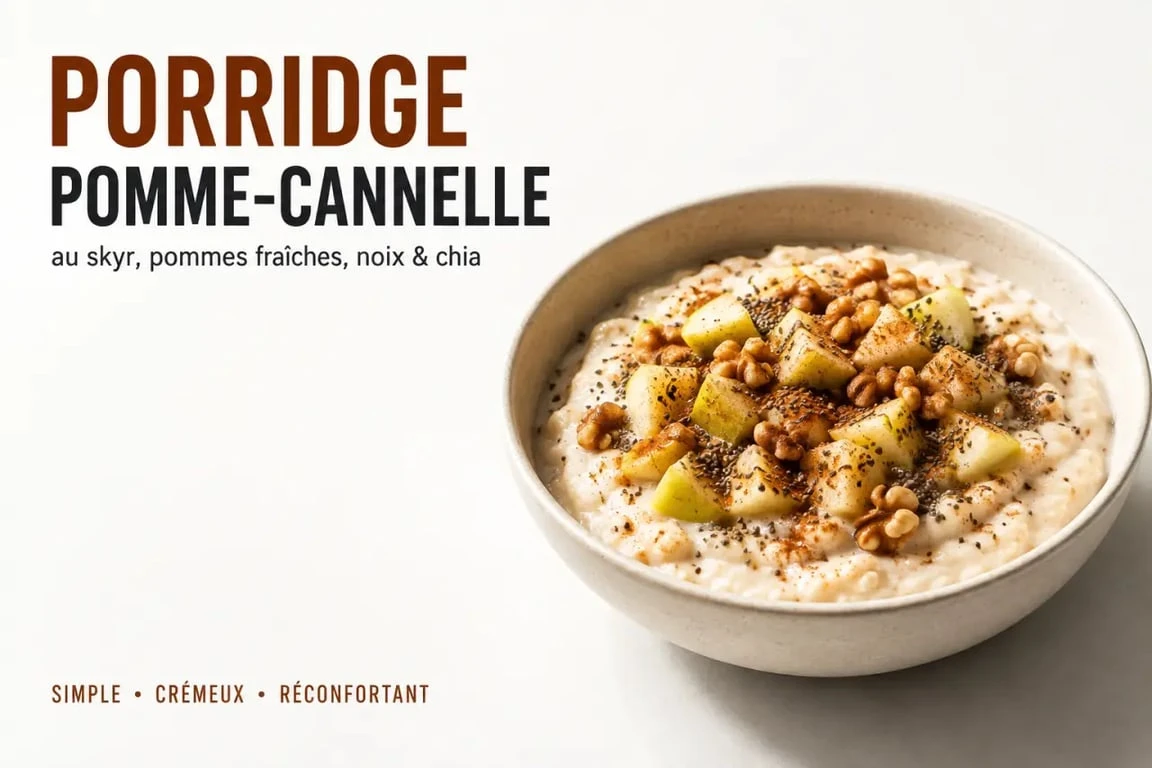 Petit dej équilibré recette de porridge pomme-cannelle au skyr