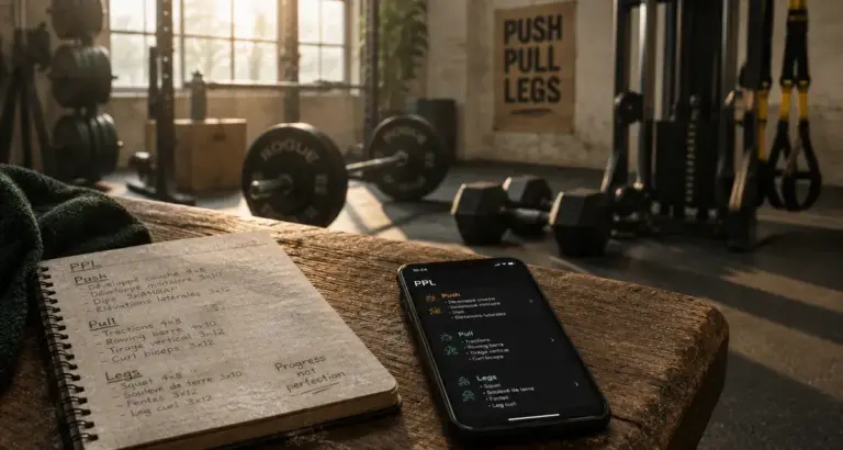 Push pull legs : séance en 3 blocs en salle de sport
