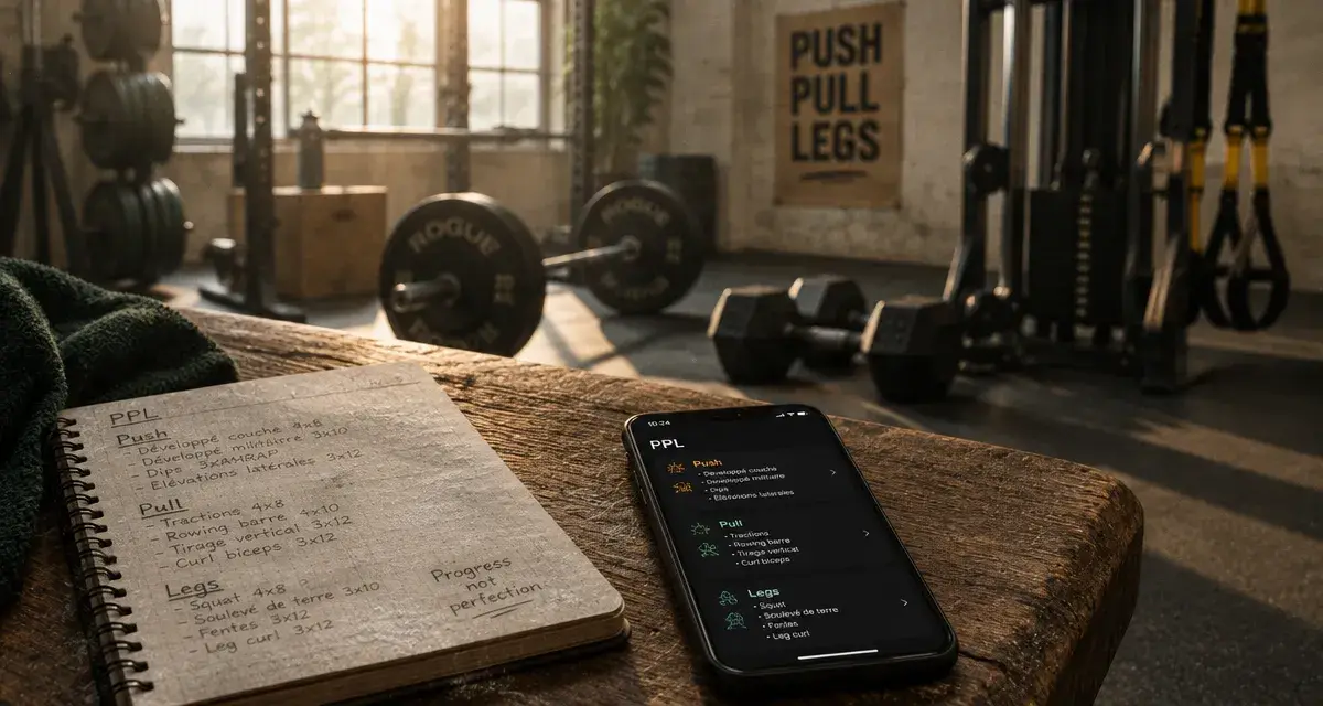 Push pull legs : séance en 3 blocs en salle de sport