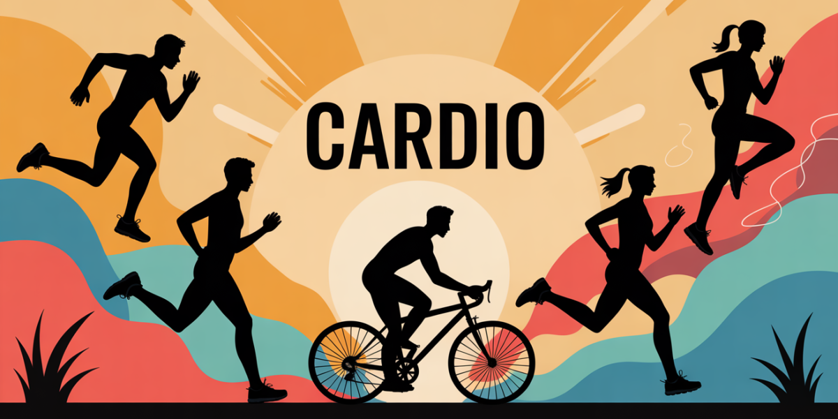 Illustration cardio jogging vélo corde à sauter motivante