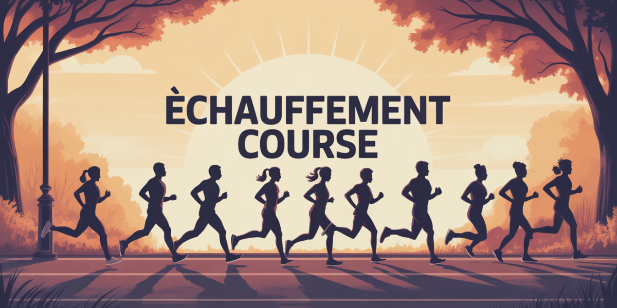 echauffement course jogging ambiance dynamique silhouettes