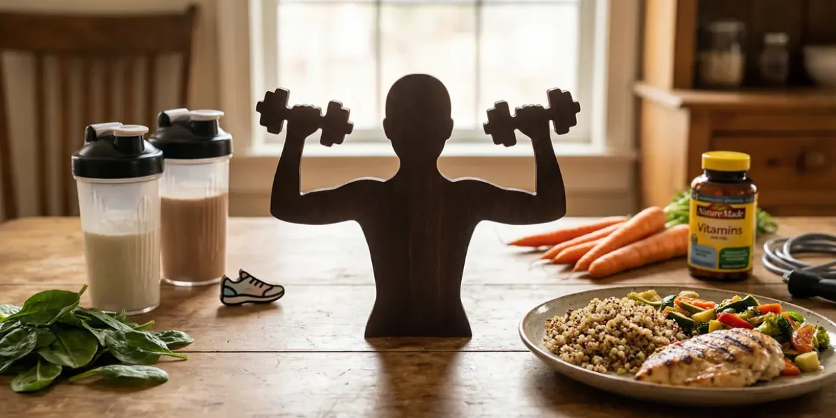 Silhouette musculation avec nutrition et complement alimentaire