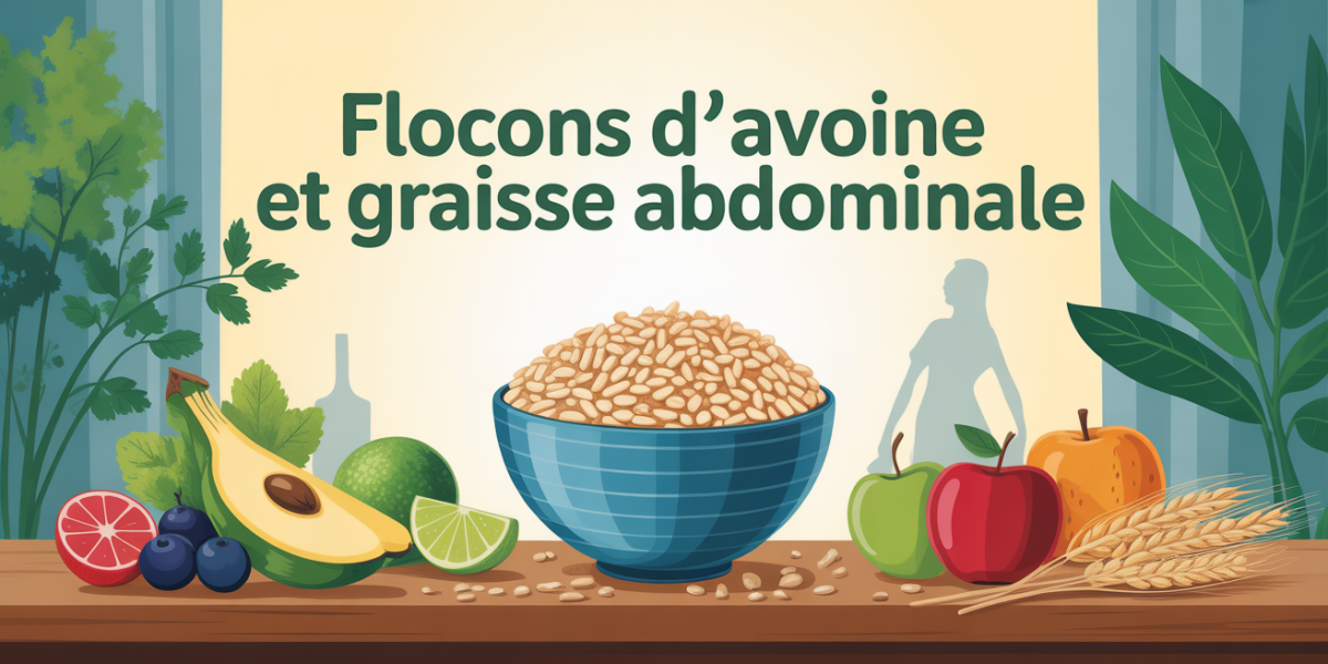 Bol d'avoine et silhouette mince graisse abdominale